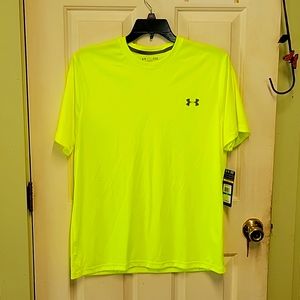 Under Armour Heat Gear Neon Yellow Short Sleeve Shirt Large NWT